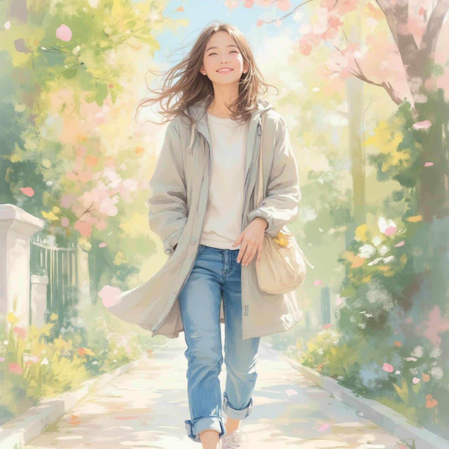 AIイラストのプロンプト - TensorArt：A Sunlit Stroll