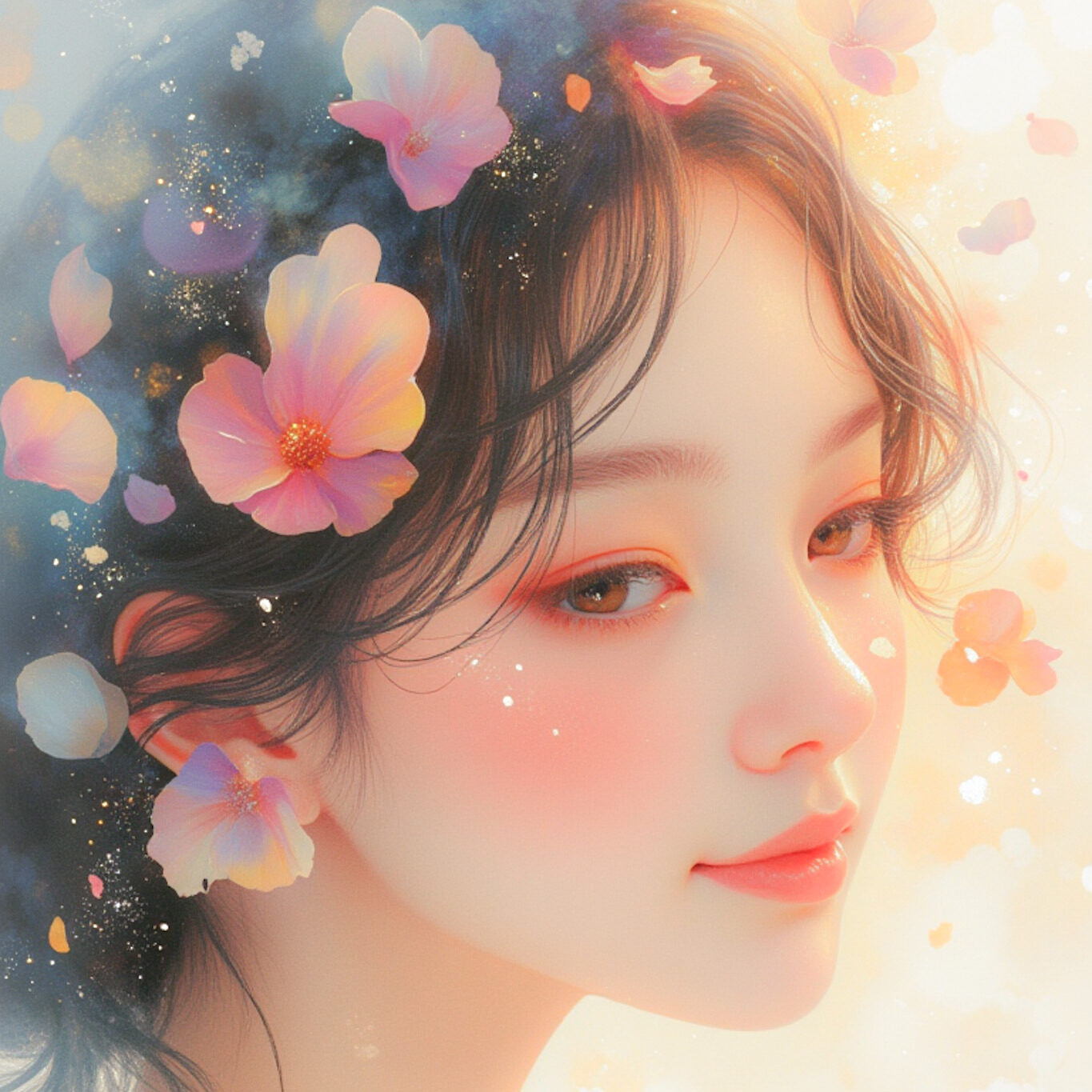 AIイラストのプロンプト - TensorArt：Soft Petals, Soft Smiles