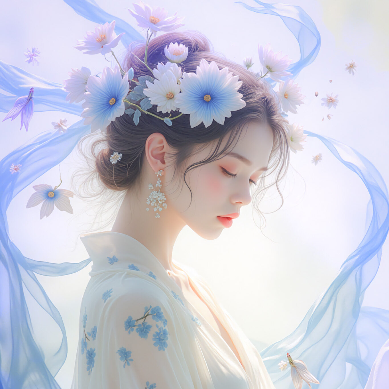 AIイラストのプロンプト - TensorArt：Whispers of the Azure Breeze
