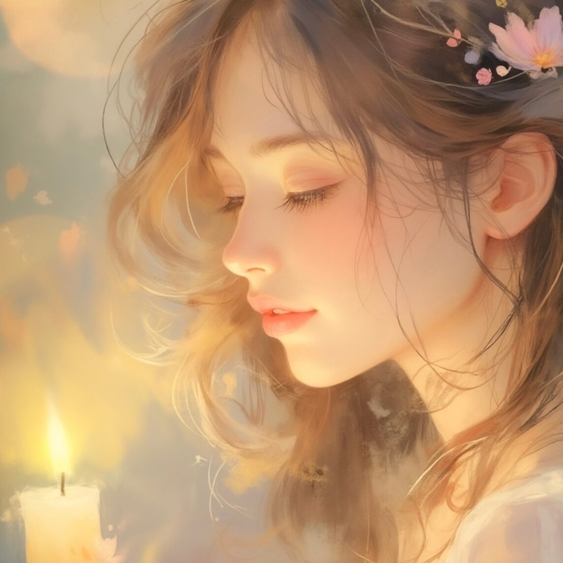 AIイラストのプロンプト - TensorArt：Whispers of the Candlelight