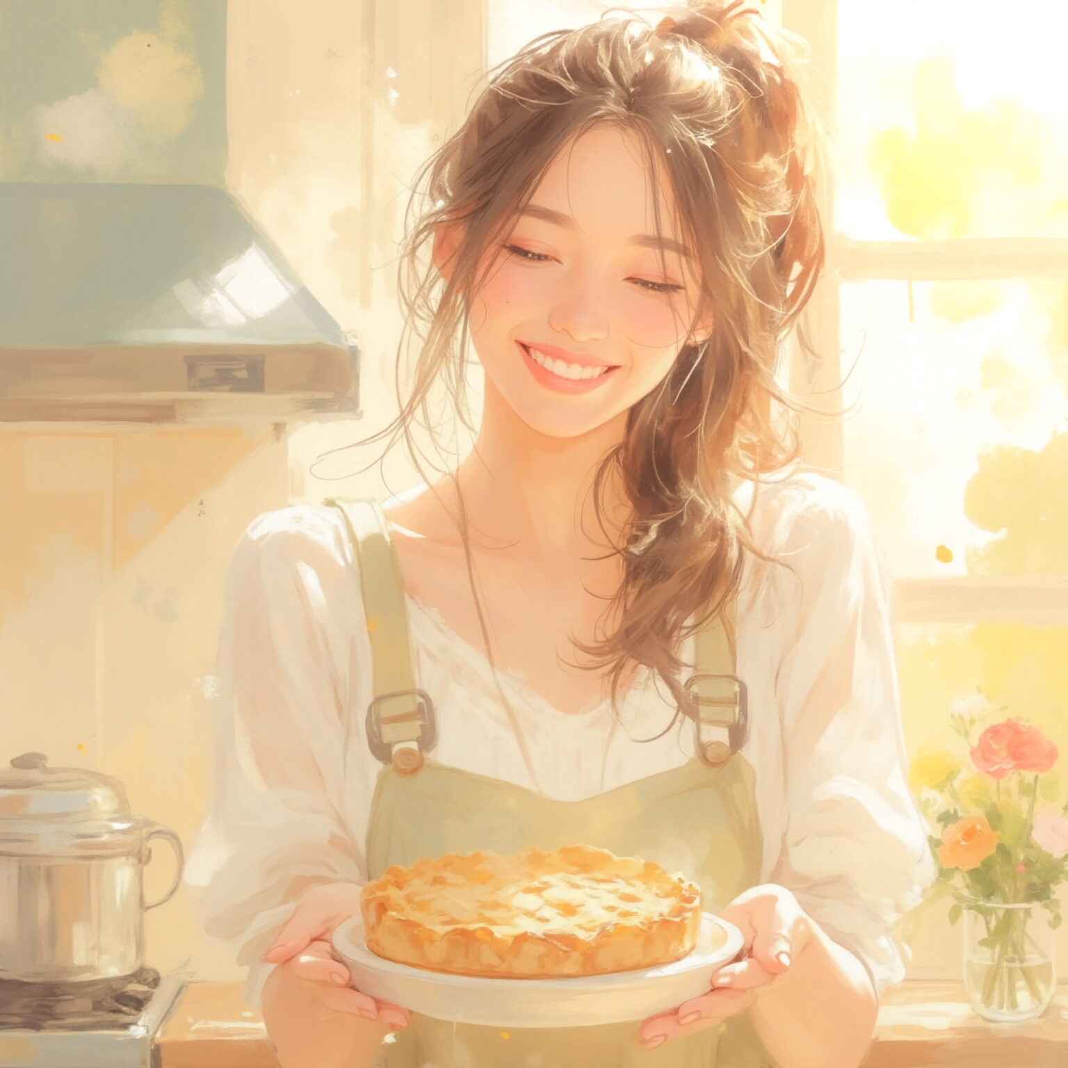 AIイラストのプロンプト - TensorArt：A Warm Pie and a Cozy Morning