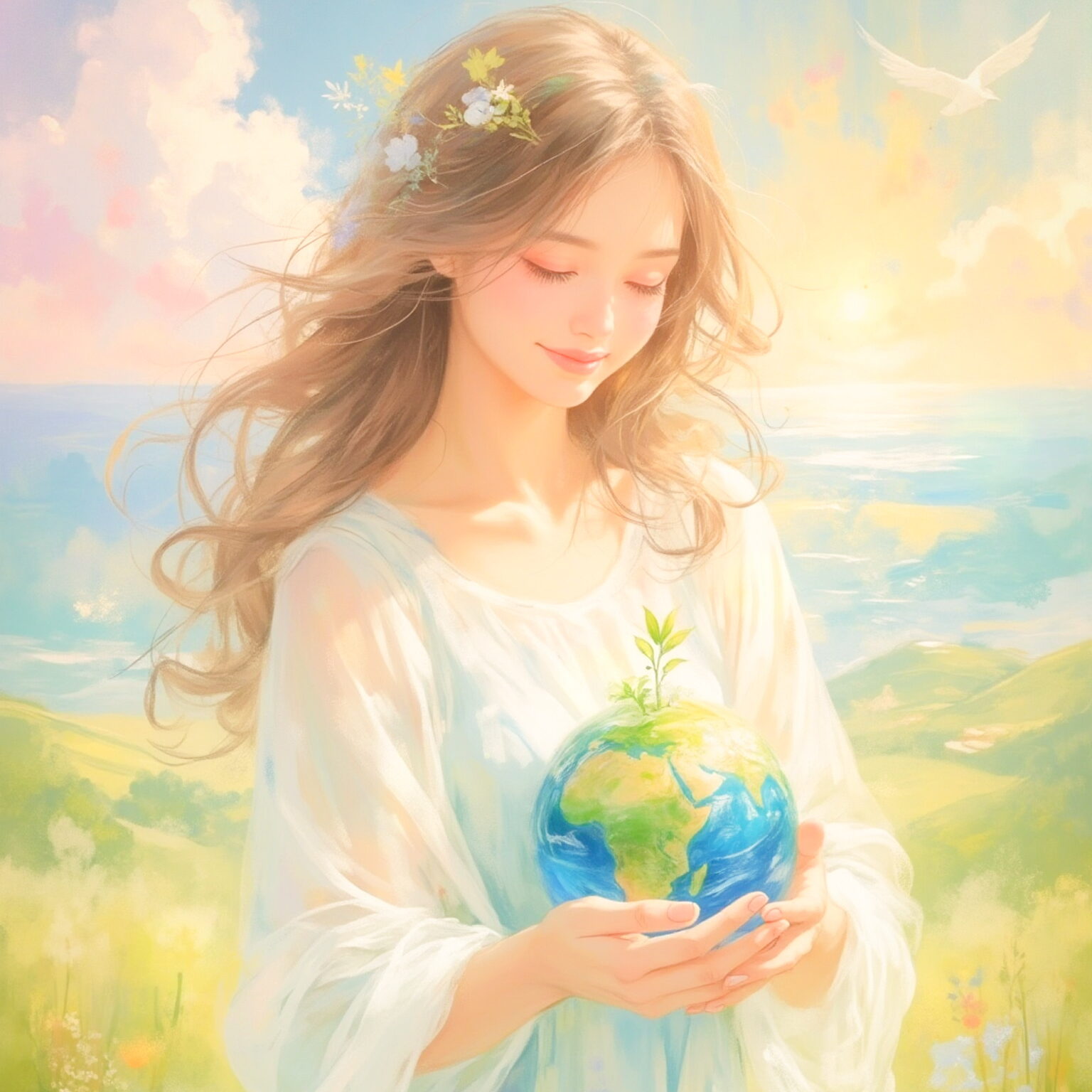 AIイラストのプロンプト - TensorArt：Cradling the World in Light