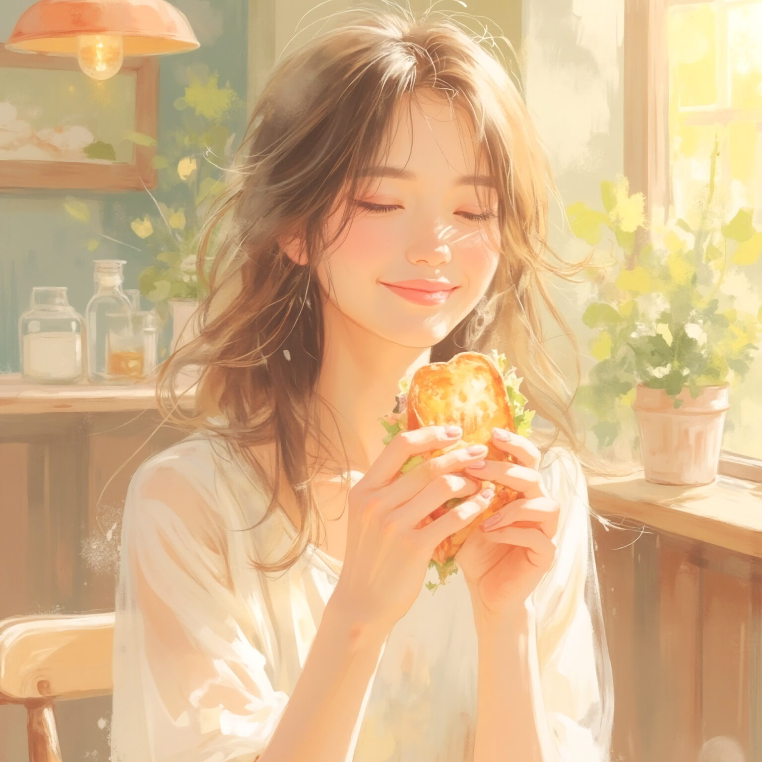 AIイラストのプロンプト - TensorArt：Savoring the Sunlight