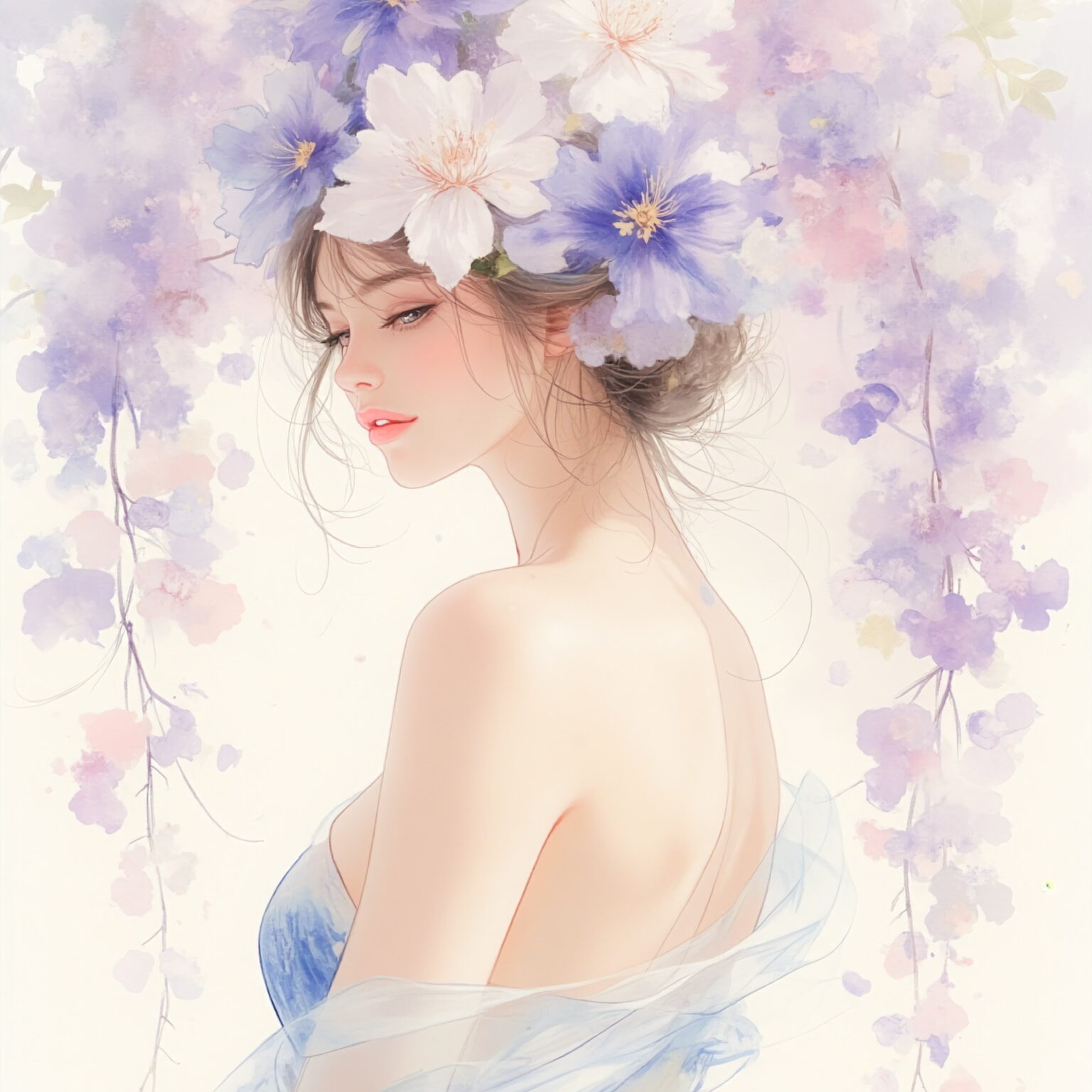 AIイラストのプロンプト - TensorArt：Under the Wisteria Sky