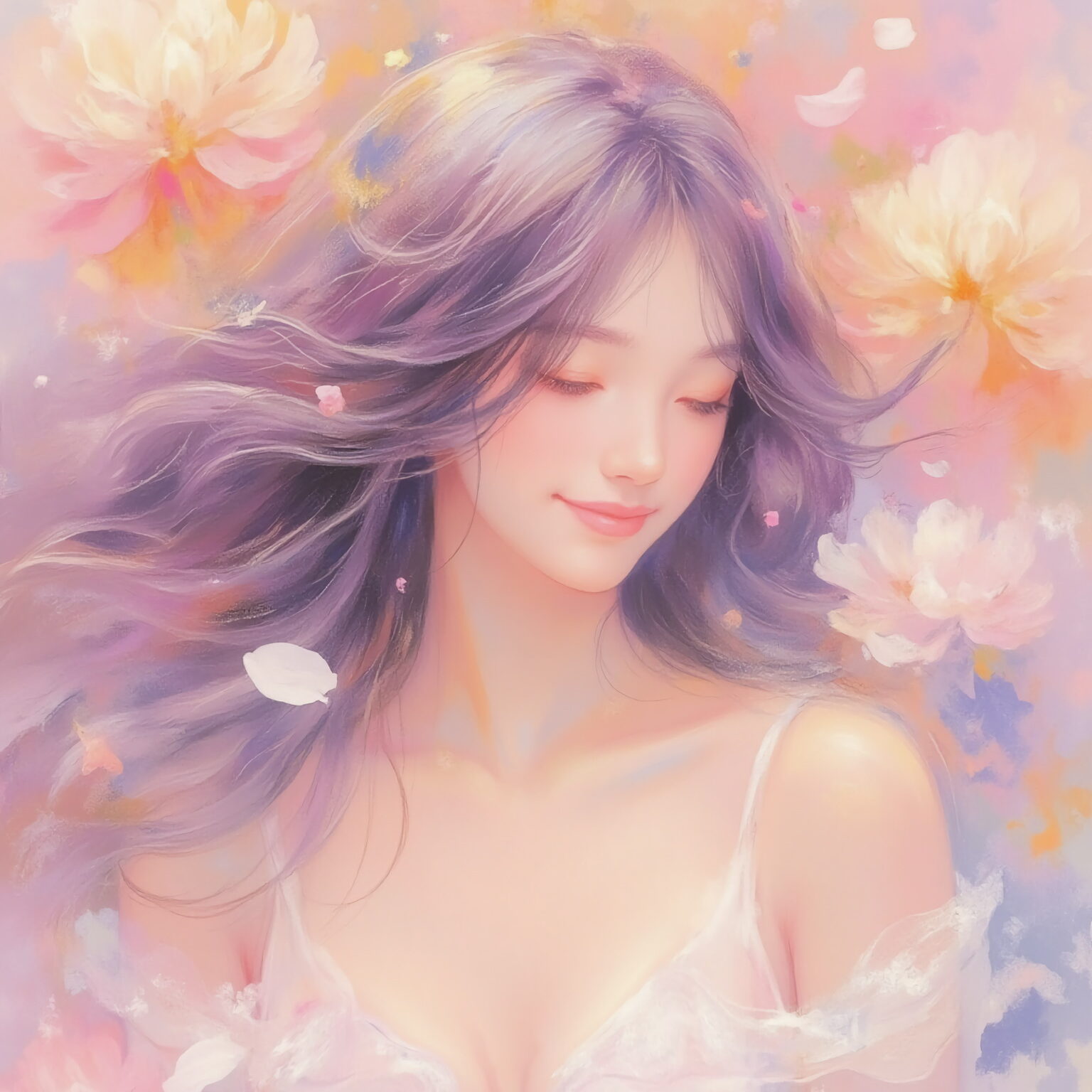 AIイラストのプロンプト - TensorArt：The Slumber of Gentle Blooms