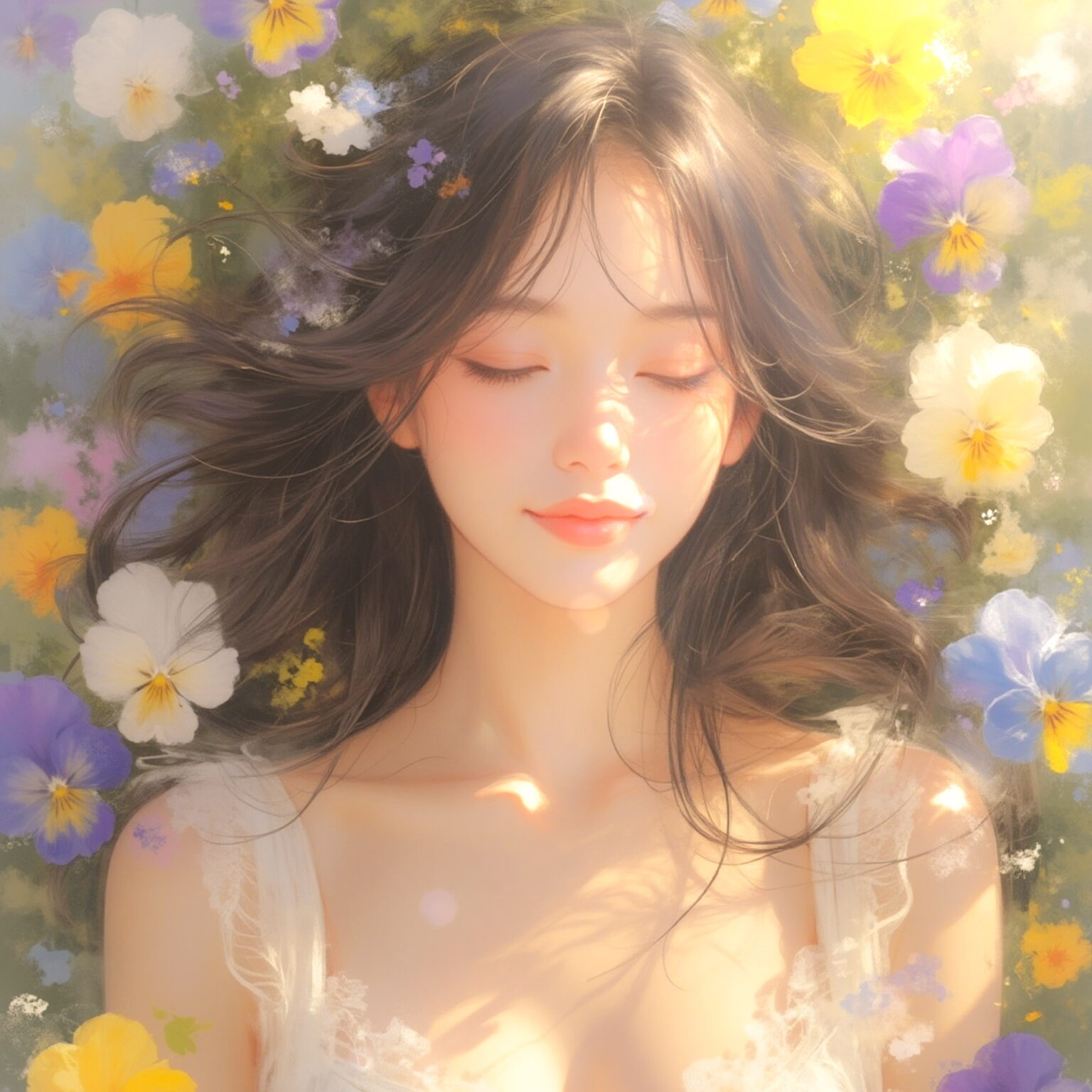 AIイラストのプロンプト - TensorArt：Slumber in Pansy Dreams