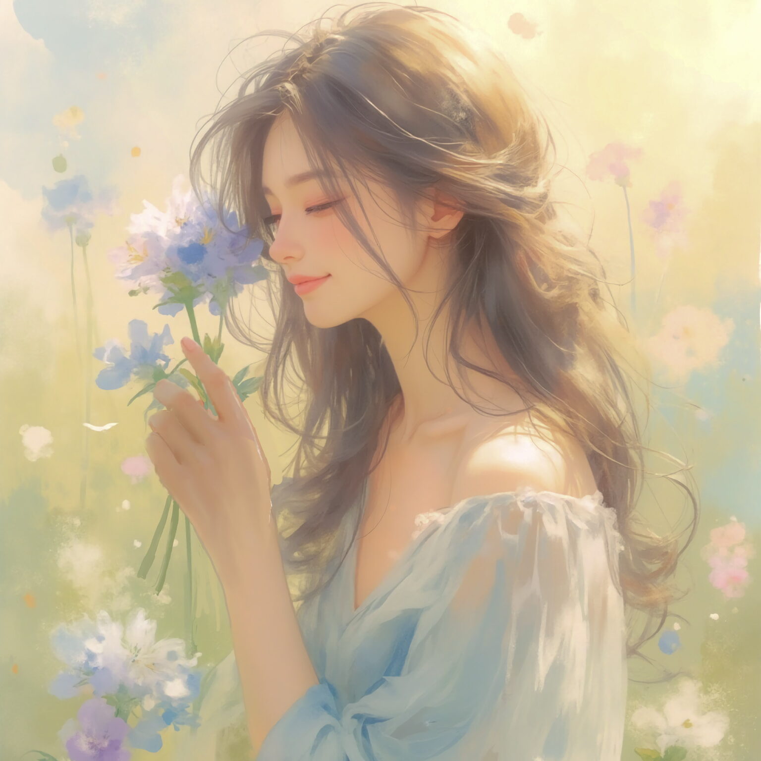 AIイラストのプロンプト - TensorArt：A Quiet Longing Blooming in the Mist