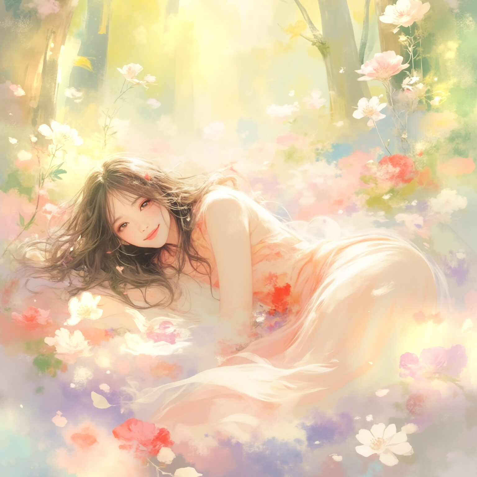 AIイラストのプロンプト - TensorArt：Lying Among the Primroses