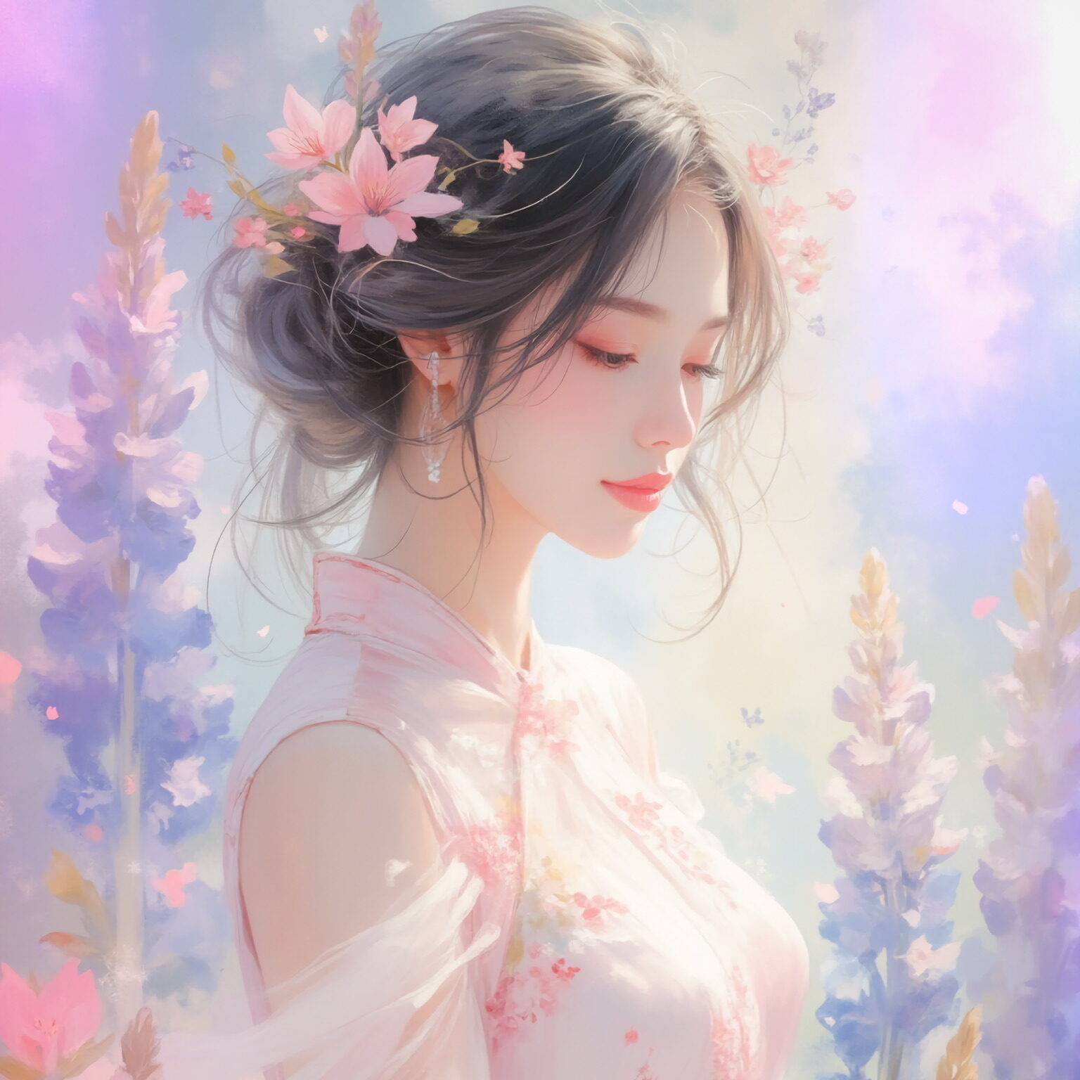 AIイラストのプロンプト - TensorArt：Lupines in the Garden of Light