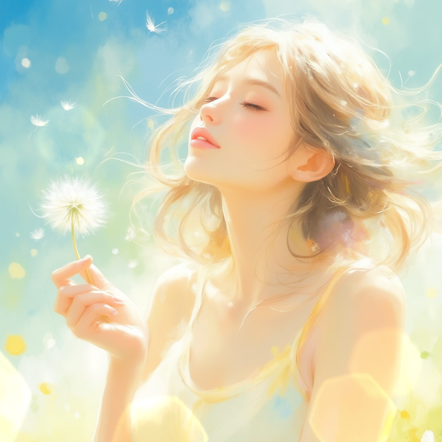 AIイラストのプロンプト - TensorArt：Dandelion Day in the Wind
