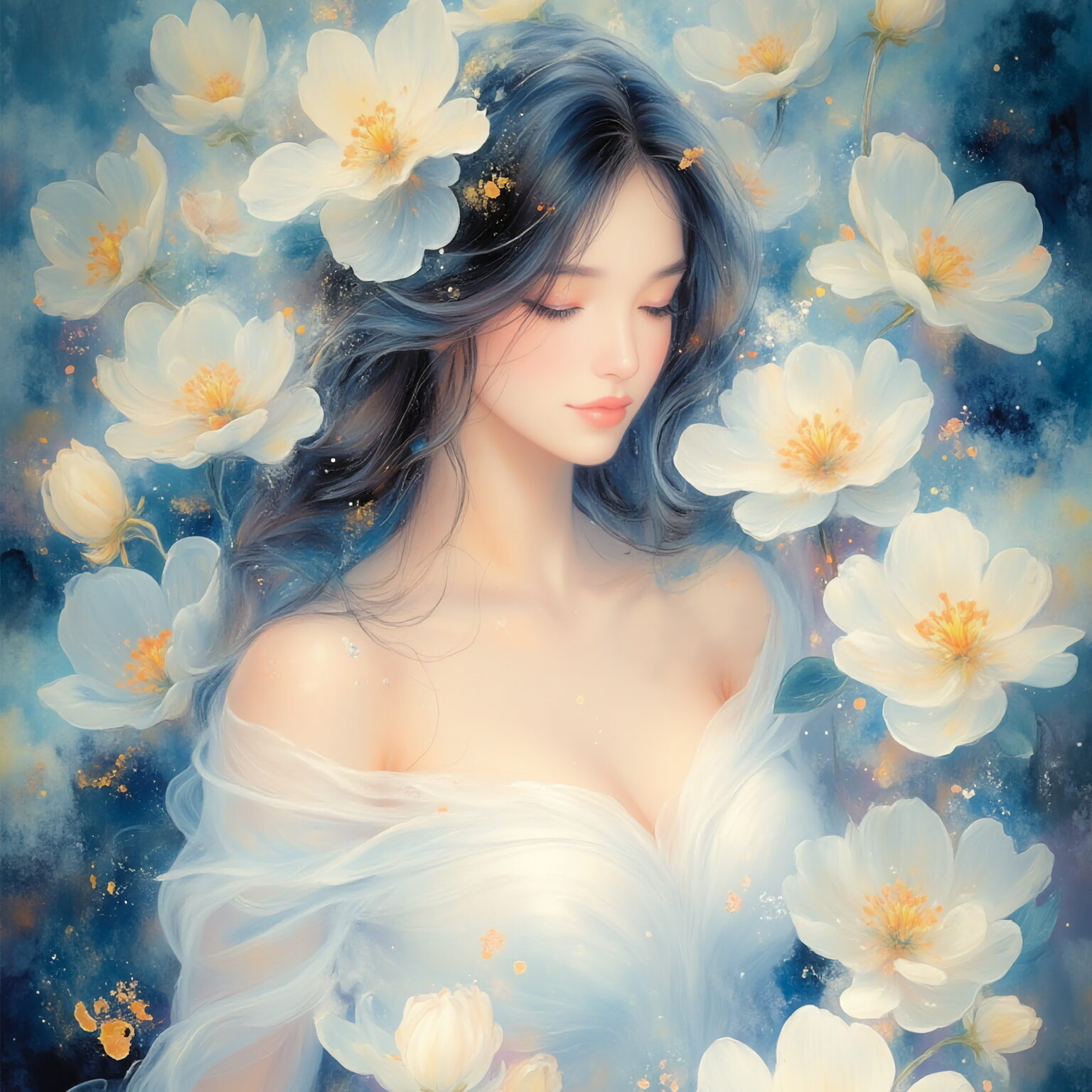 AIイラストのプロンプト - TensorArt：Moon’s Melody, Flower’s Slumber