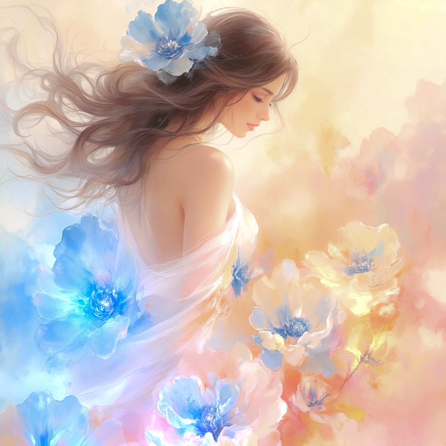 AIイラストのプロンプト - TensorArt：Swaying Light, Gaze of the Bloom