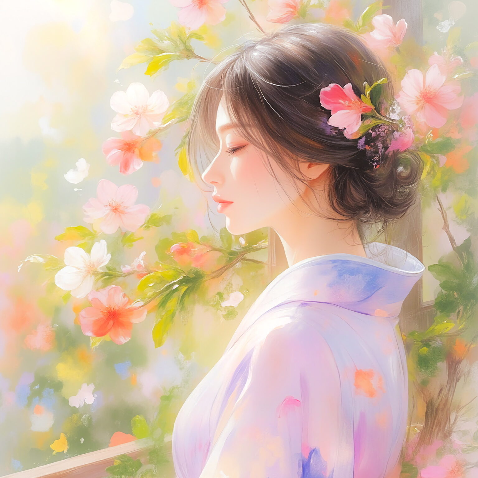 AIイラストのプロンプト - TensorArt：Veranda in Bloom