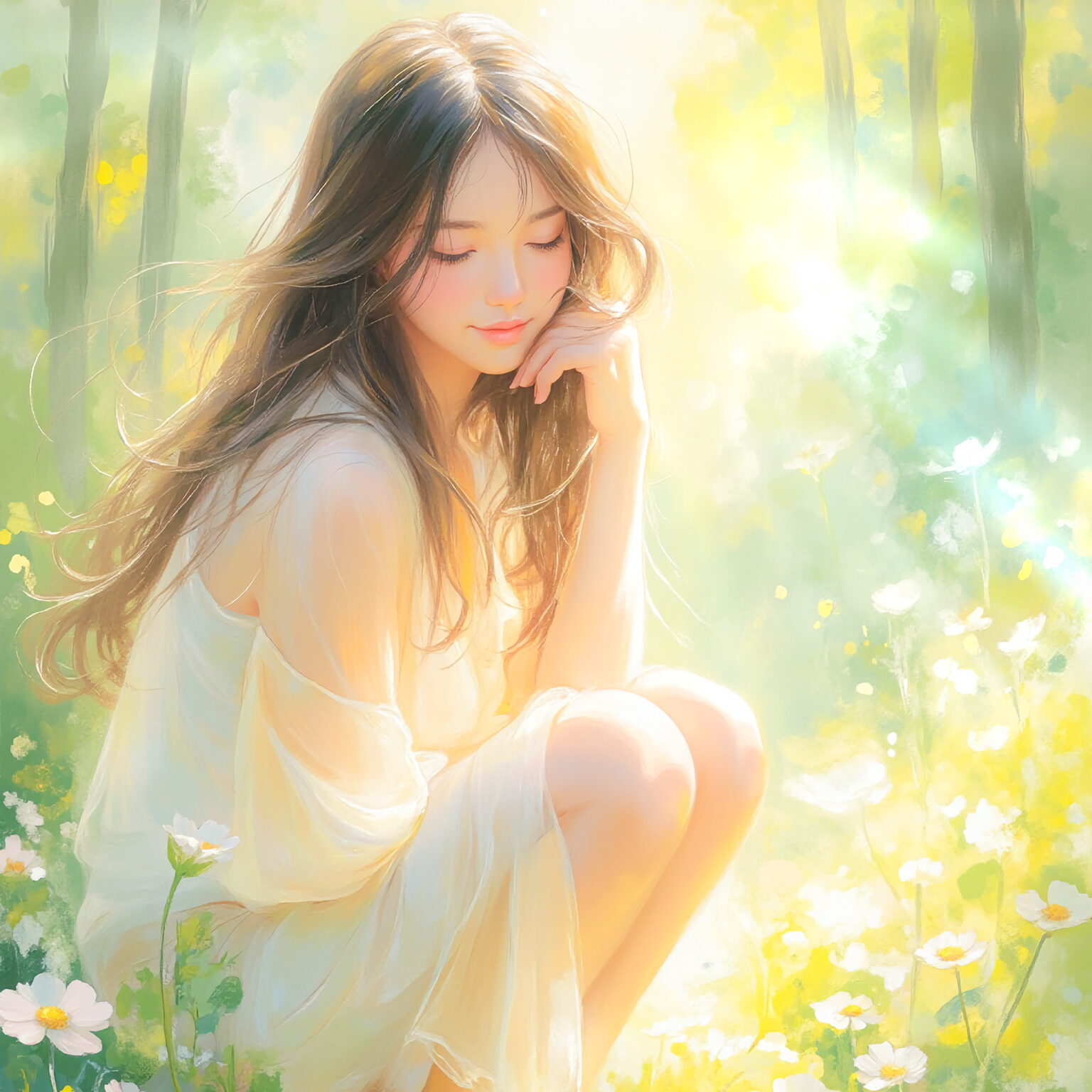 AIイラストのプロンプト - TensorArt：Whispers of Wood Sorrel in Forest Light