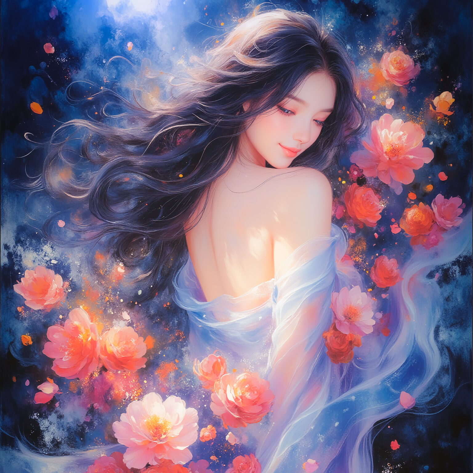 AIイラストのプロンプト - TensorArt：Poem of the Moon and Roses