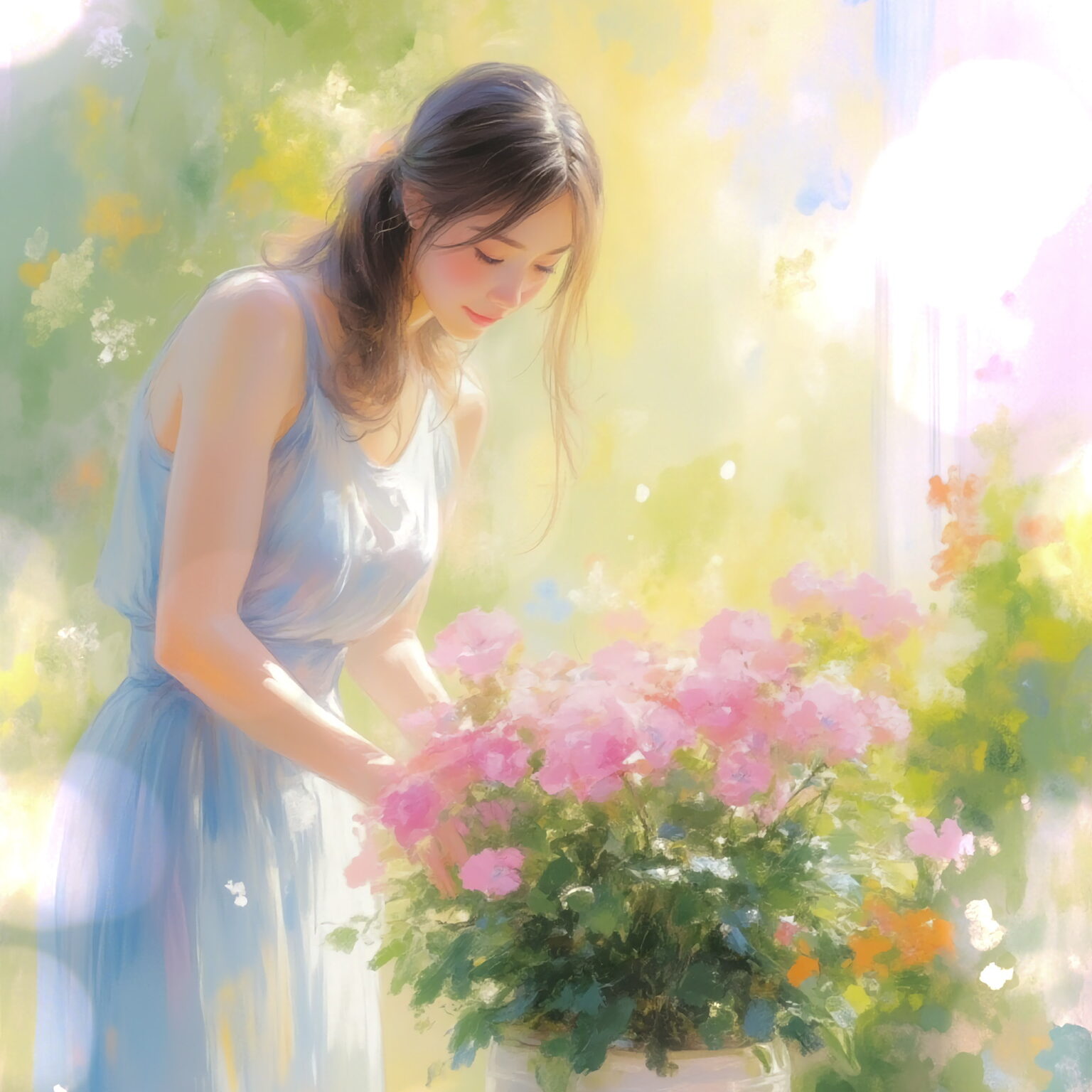 AIイラストのプロンプト - TensorArt：In the Scented Sunlight