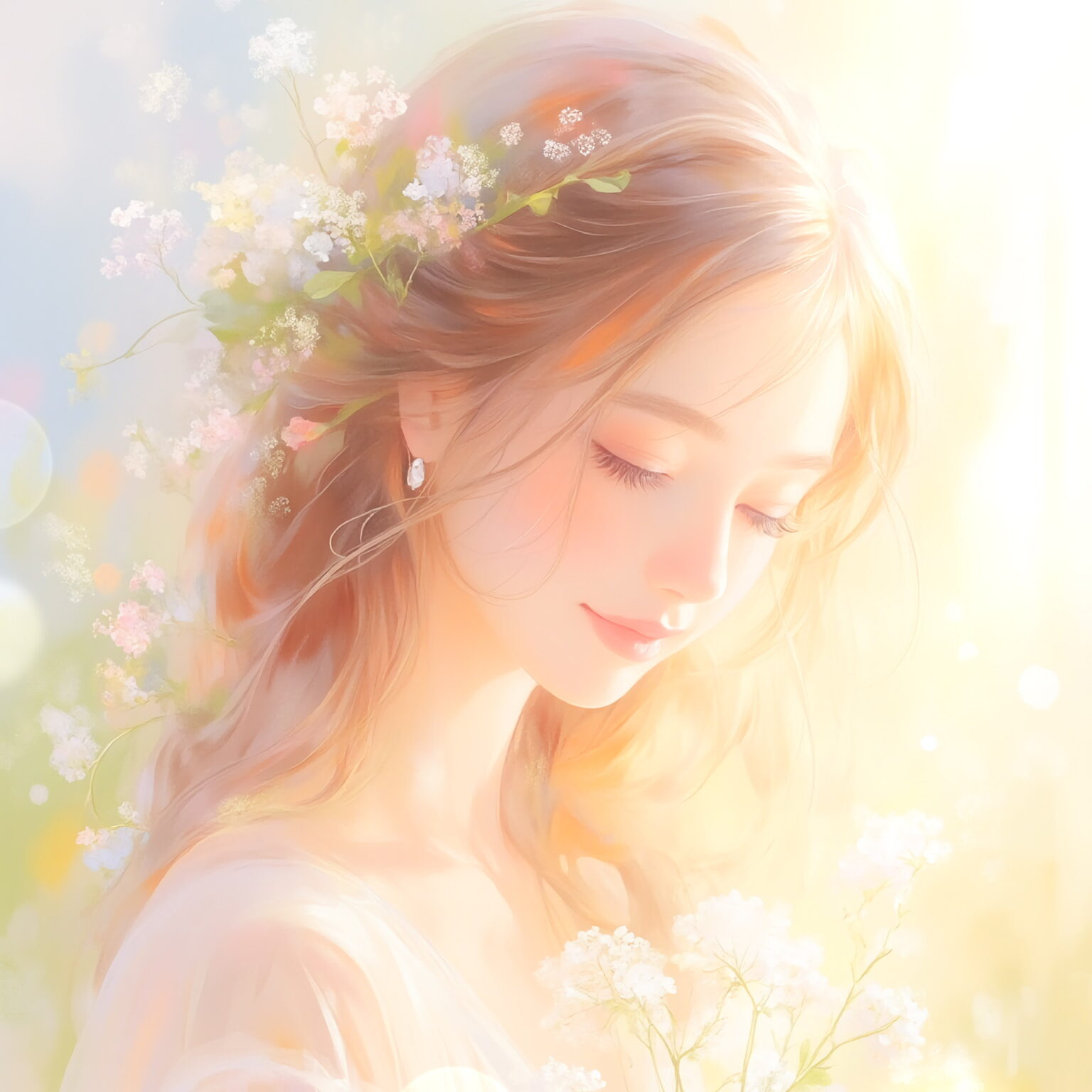 AIイラストのプロンプト - TensorArt：In the Light of Baby’s Breath