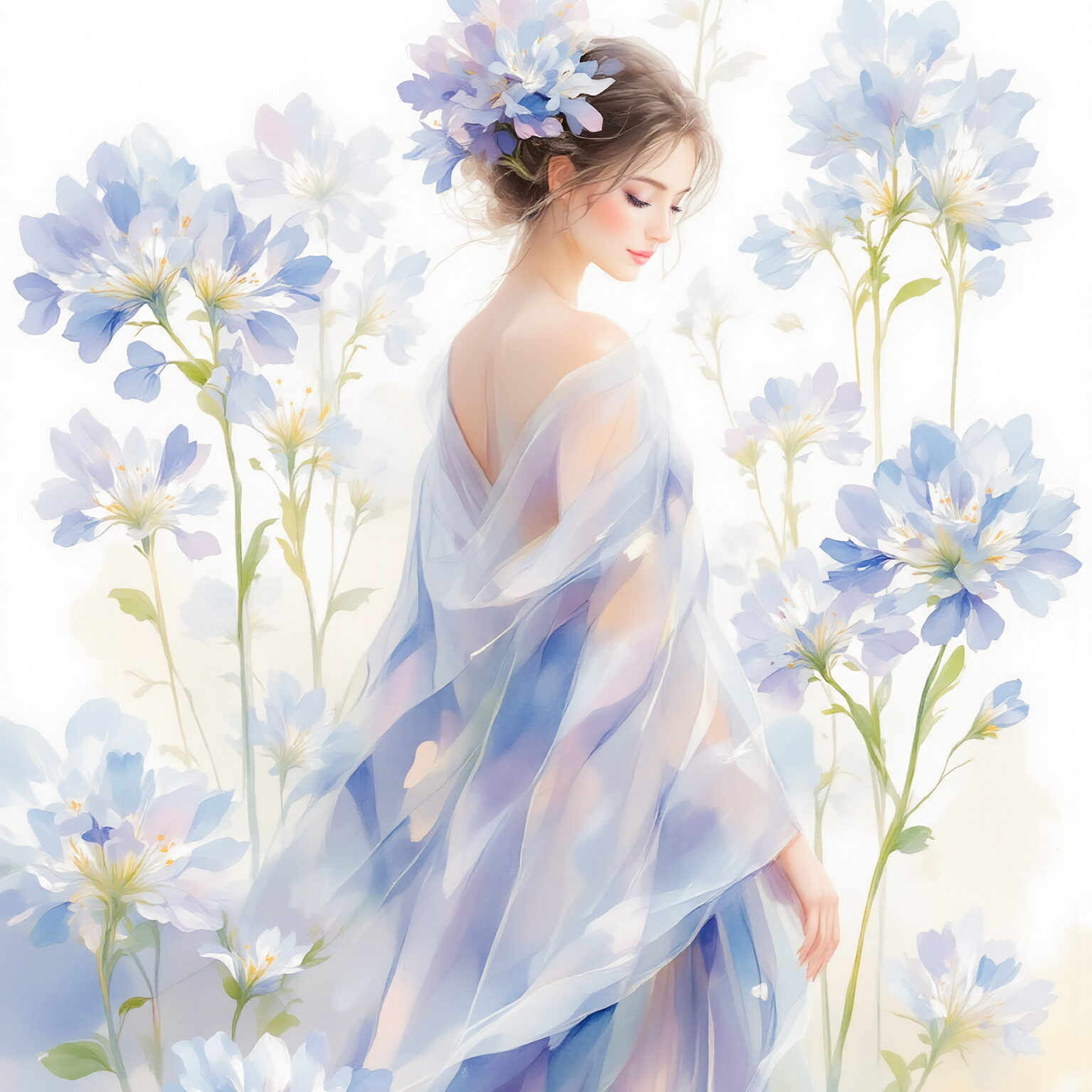 AIイラストのプロンプト - TensorArt：Embraced by Agapanthus