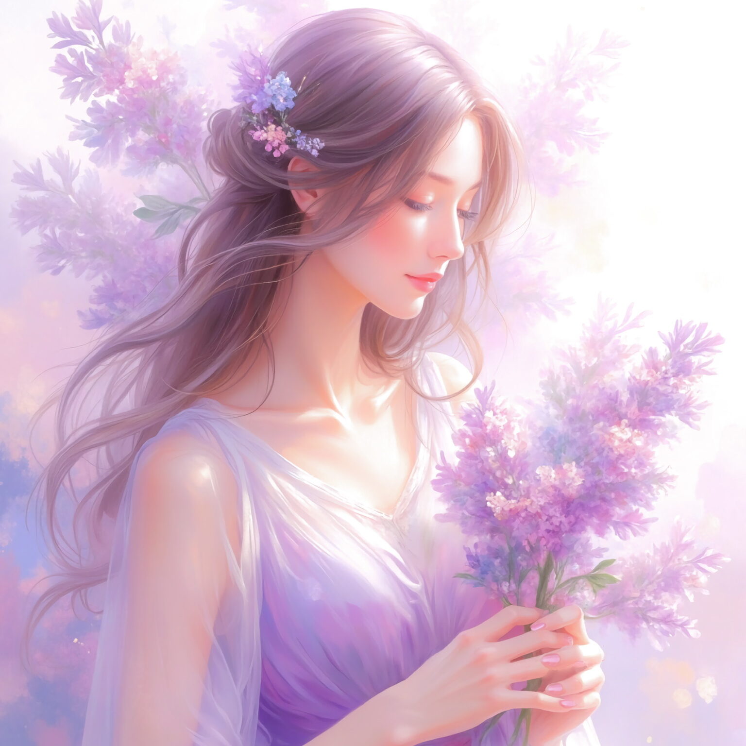 AIイラストのプロンプト - TensorArt： Memories in Lilac Bloom