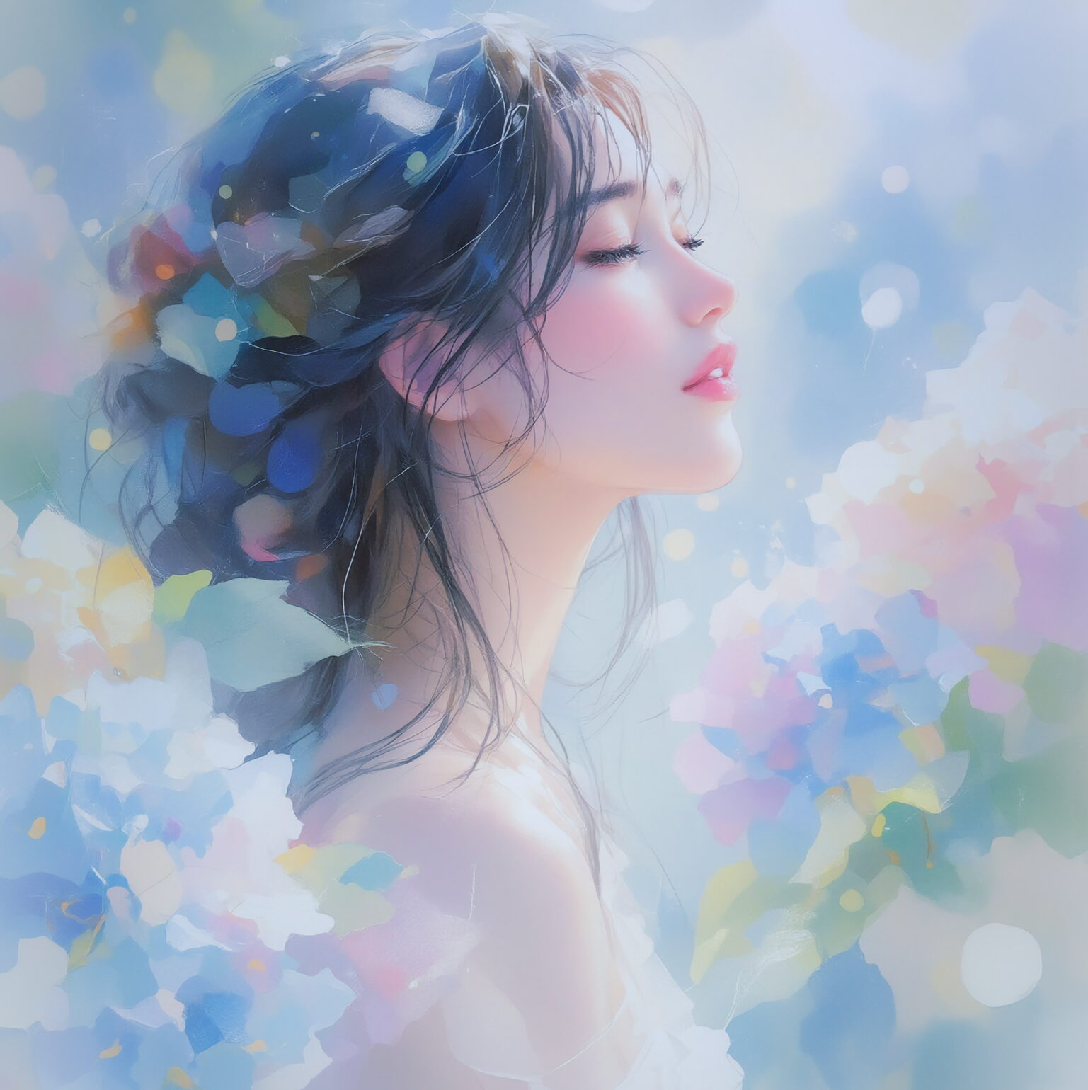 AIイラストのプロンプト - TensorArt：Hydrangeas in Silence