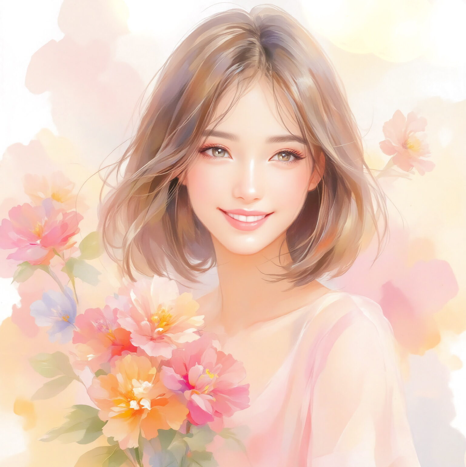 AIイラストのプロンプト - TensorArt：Happiness in Carnation Hues