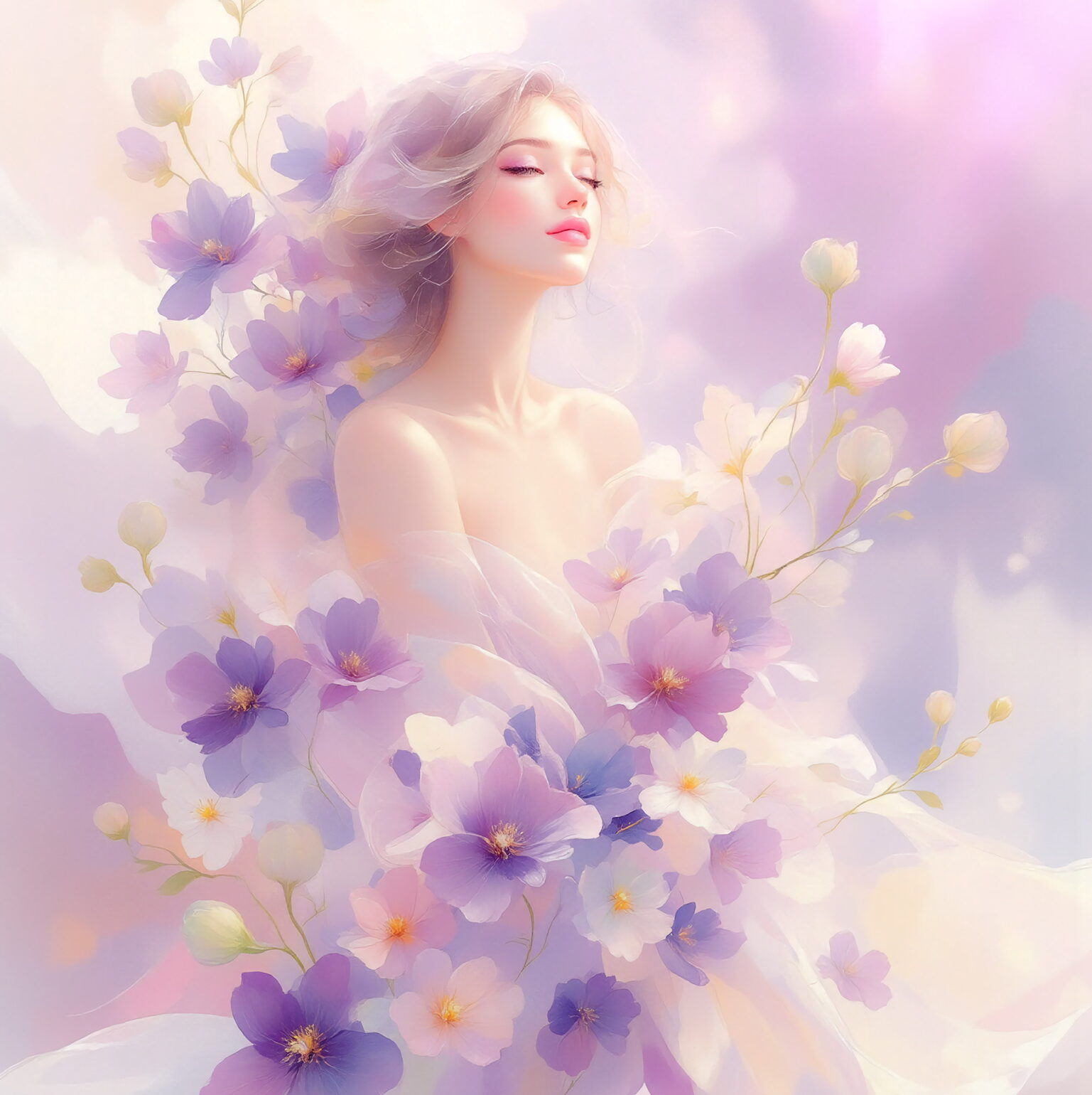 AIイラストのプロンプト - TensorArt：Embraced by Bellflowers