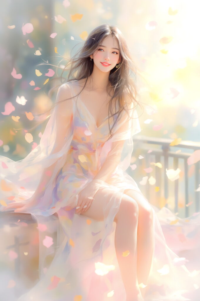 Graceful Afternoon with Petals in the Breeze