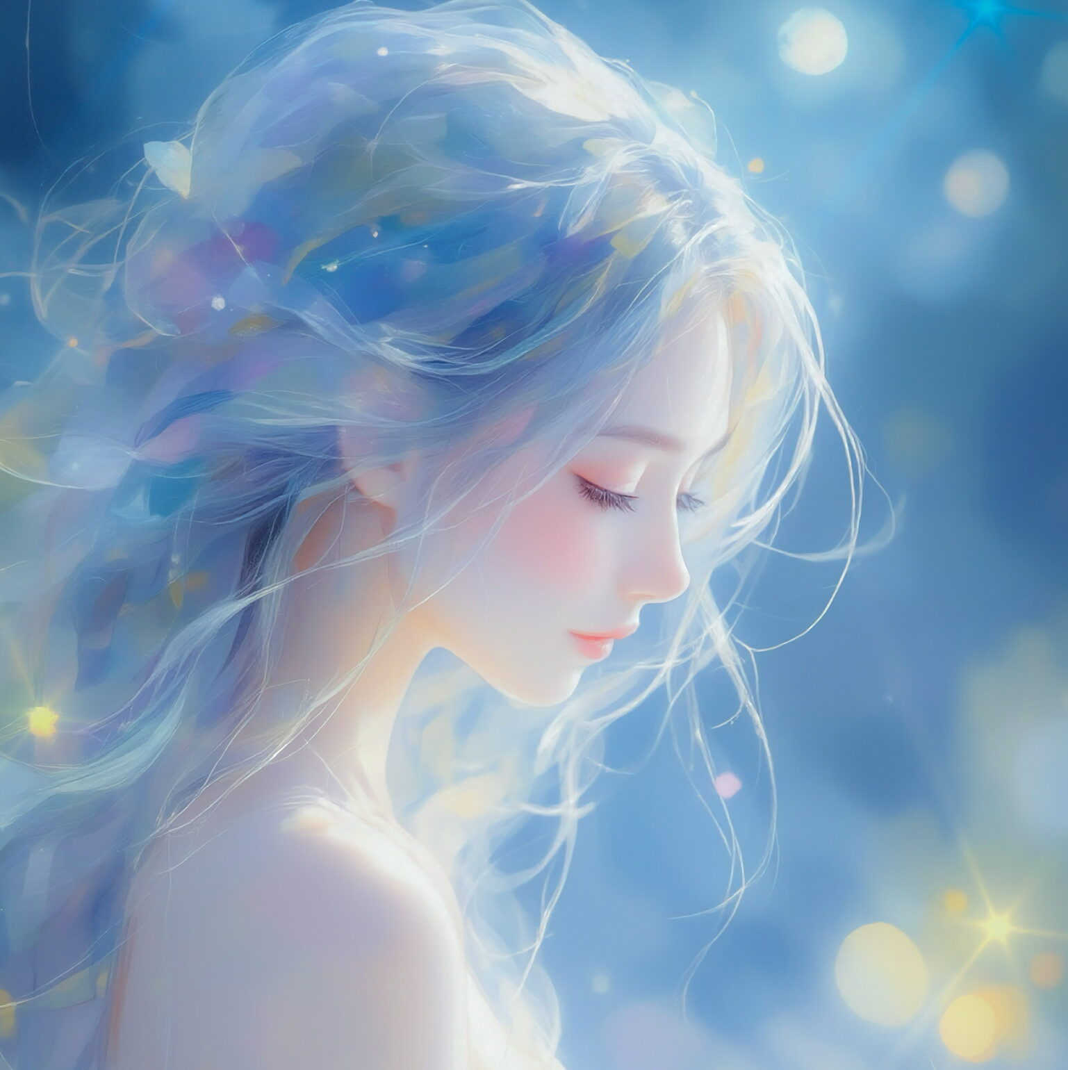 AIイラストのプロンプト - TensorArt：A Quiet Portrait under the Moon