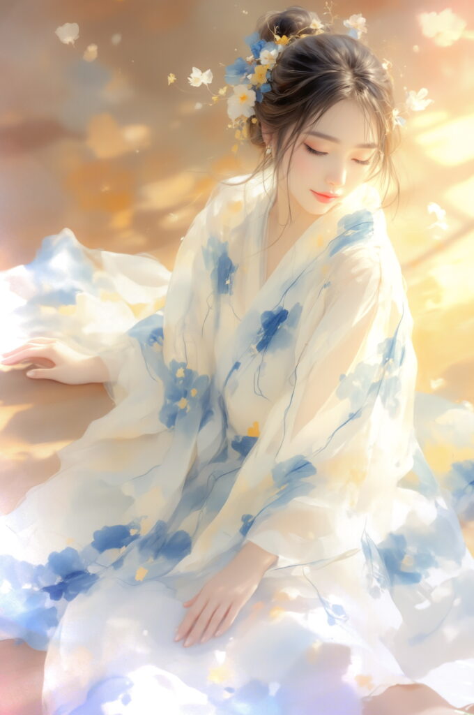 Repose beneath Blue Blossoms