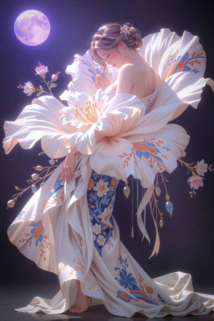 Moonlit Porcelain Bloom