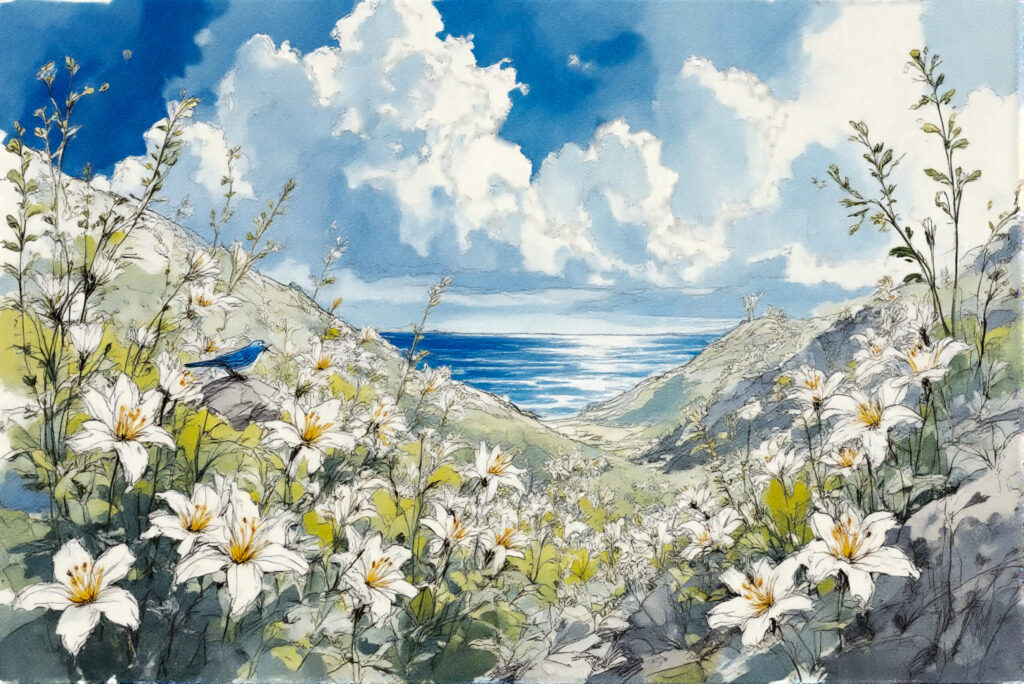 Hill of Lilies and the Summer Sea