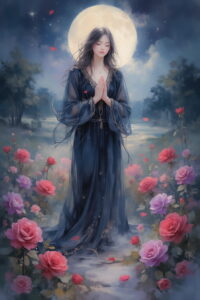 Prayer Under the Moonlit Roses